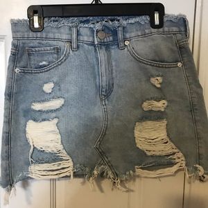 Ripped Jean Skirt